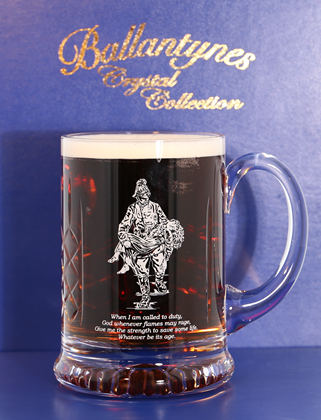 'Saved' Panel Cut Crystal Beer Tankard - J10C