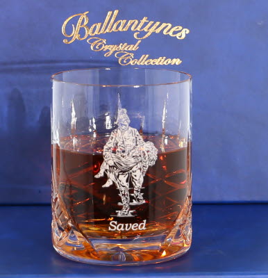 'Saved' Panel Cut Crystal Whisky Tumbler - J20B