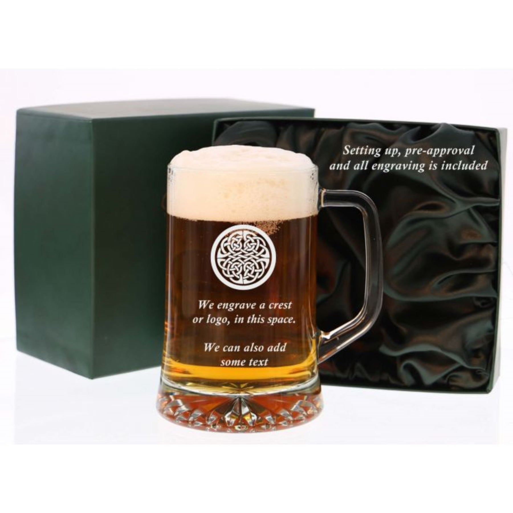 'Saved' Straight Sided Crystal Beer Tankard, Boxed - H10