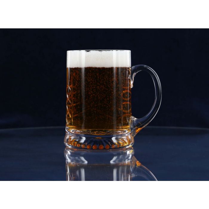 Brigade Engraved Panel Cut Crystal Beer Tankard - J10C