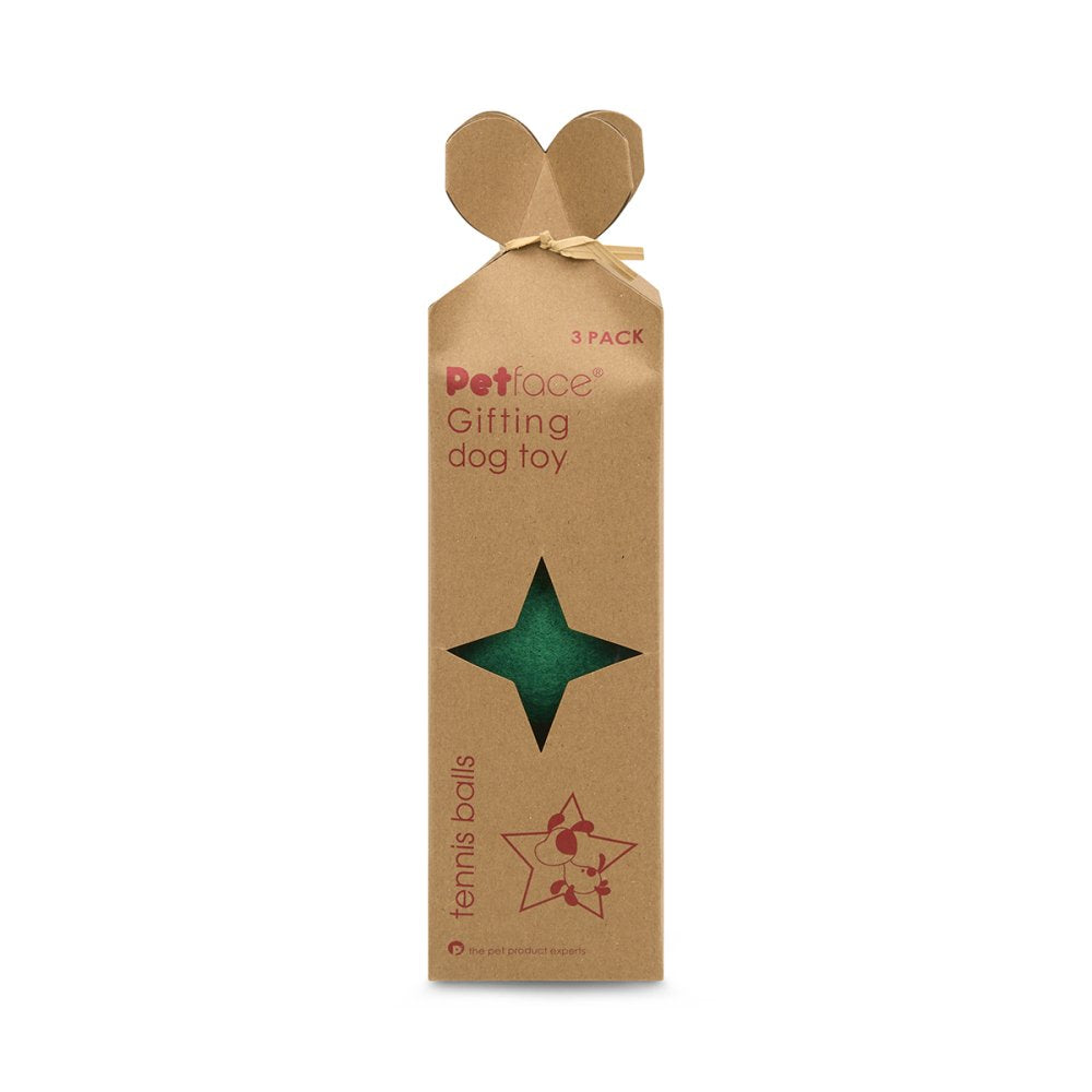 3 PACK DOG TENNIS BALLS IN CHRISTMAS KRAFT BOX