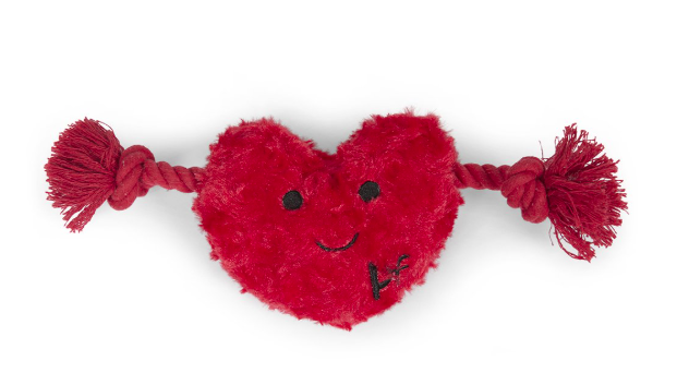 Petface Buddies Hughie Heart with Rope Plush Dog Toy
