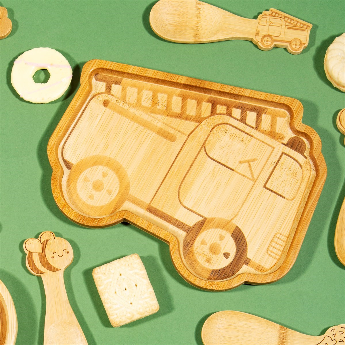 Fire Engine Bamboo Plate