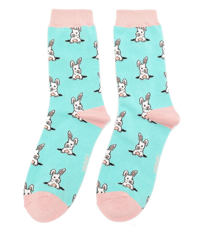 Miss Sparrow Aqua Bunny Socks