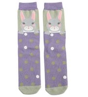 Miss Sparrow Bunny Socks (olive & purple)