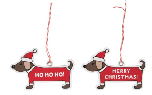 Santa Sausage Dog Gift Tags