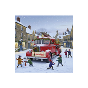 Vintage Fire Engine Christmas Card