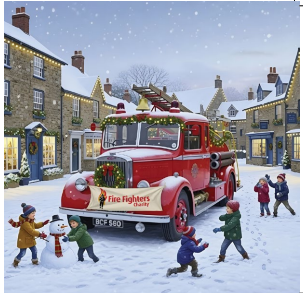 Vintage Fire Engine Christmas Card