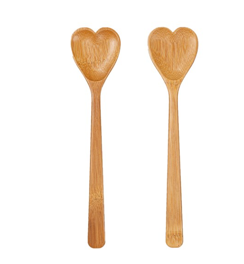 Heart Bamboo Salad Servers