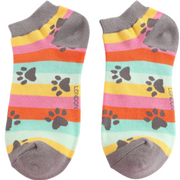 Miss Sparrow Paw Prints & Stripes Trainer Socks