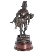 British Fireman with Saved Girl 1860s - 11" Bronze AF1B