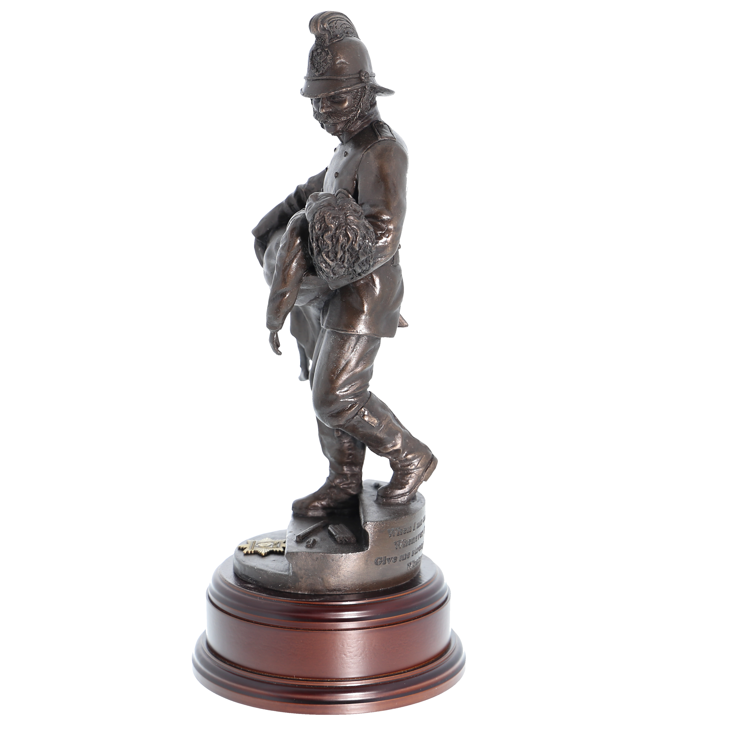 British Fireman with Saved Girl 1860s - 11" Bronze AF1B