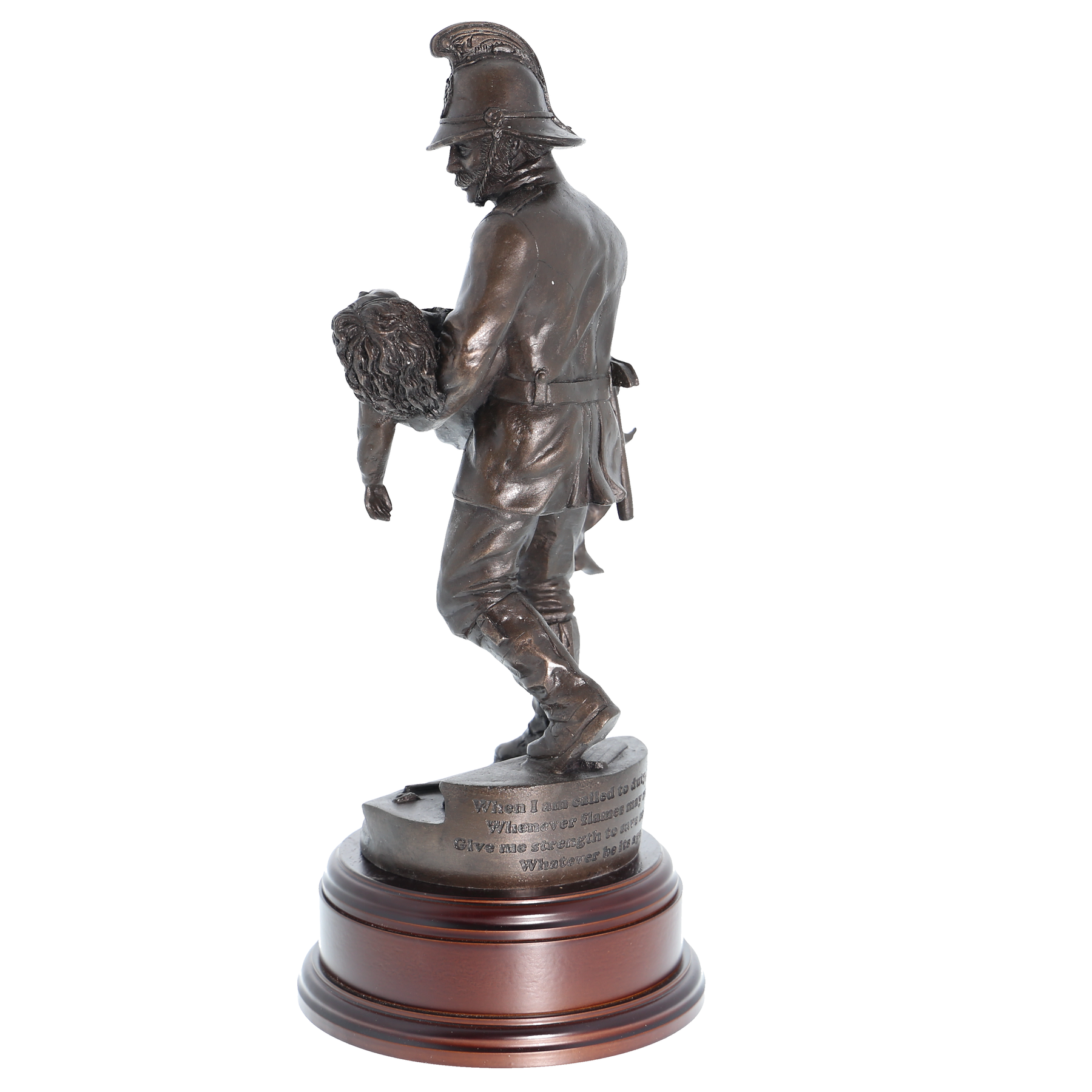 British Fireman with Saved Girl 1860s - 11" Bronze AF1B