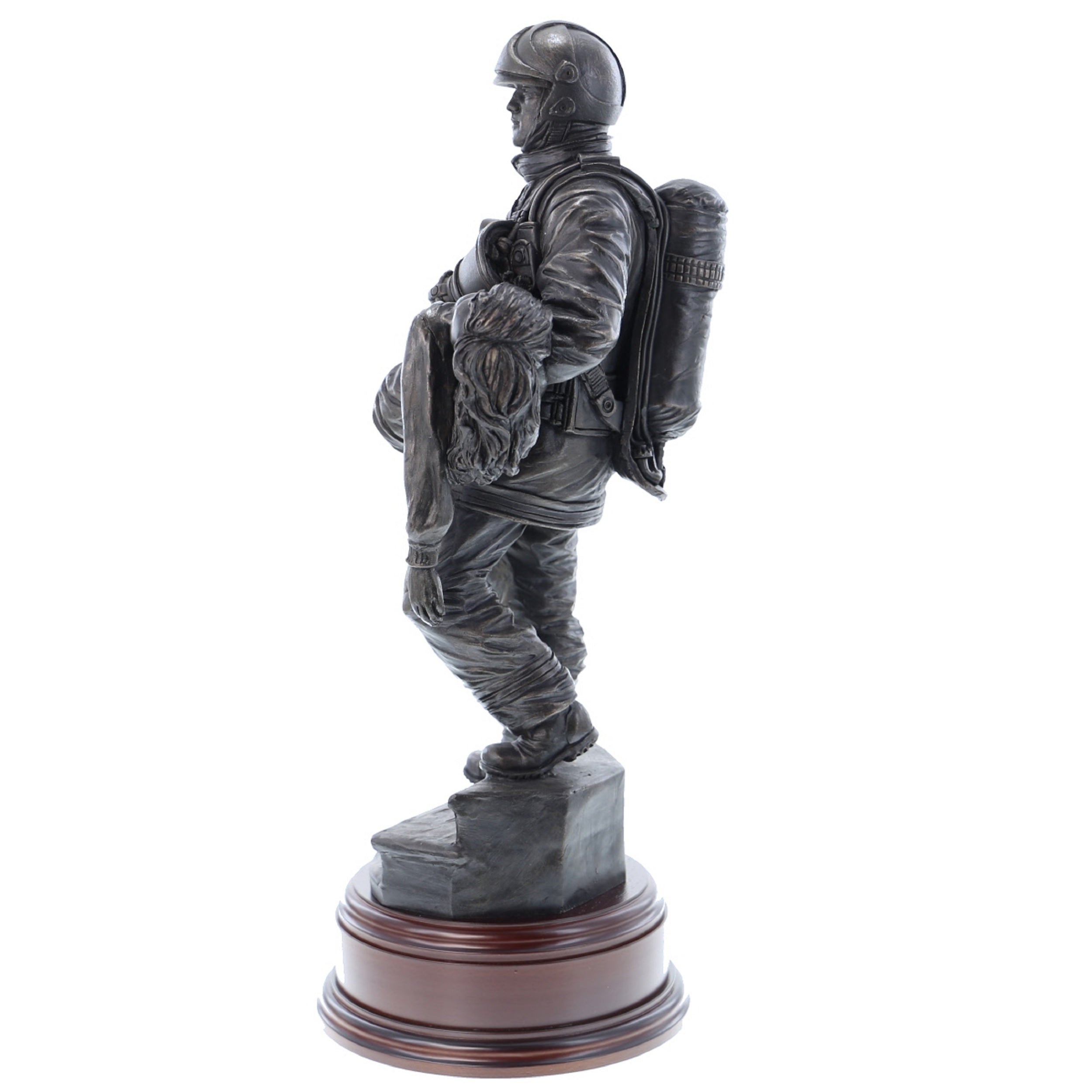 Modern British Firefighter with Girl - 11" Bronze AF1G