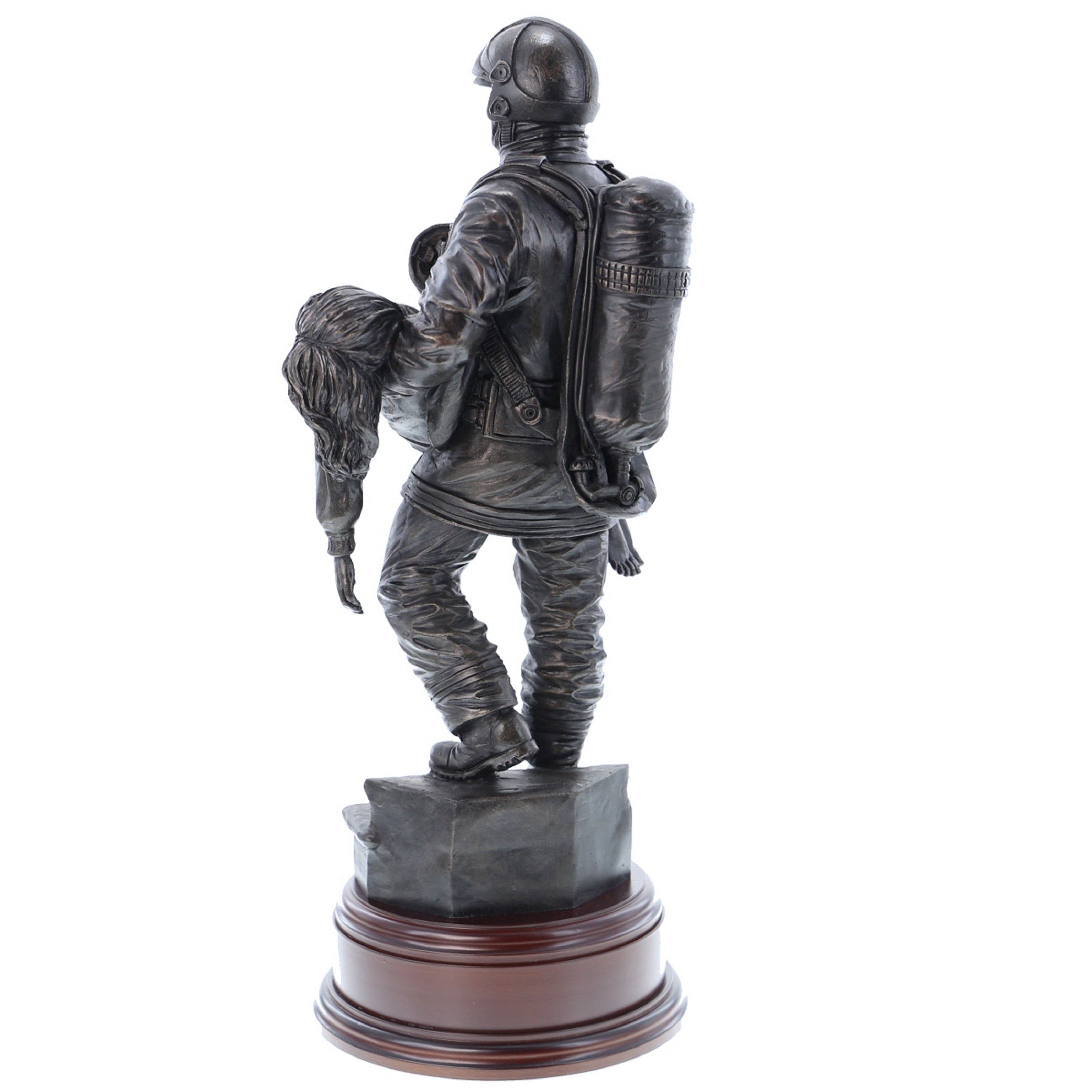 Modern British Firefighter with Girl - 11" Bronze AF1G
