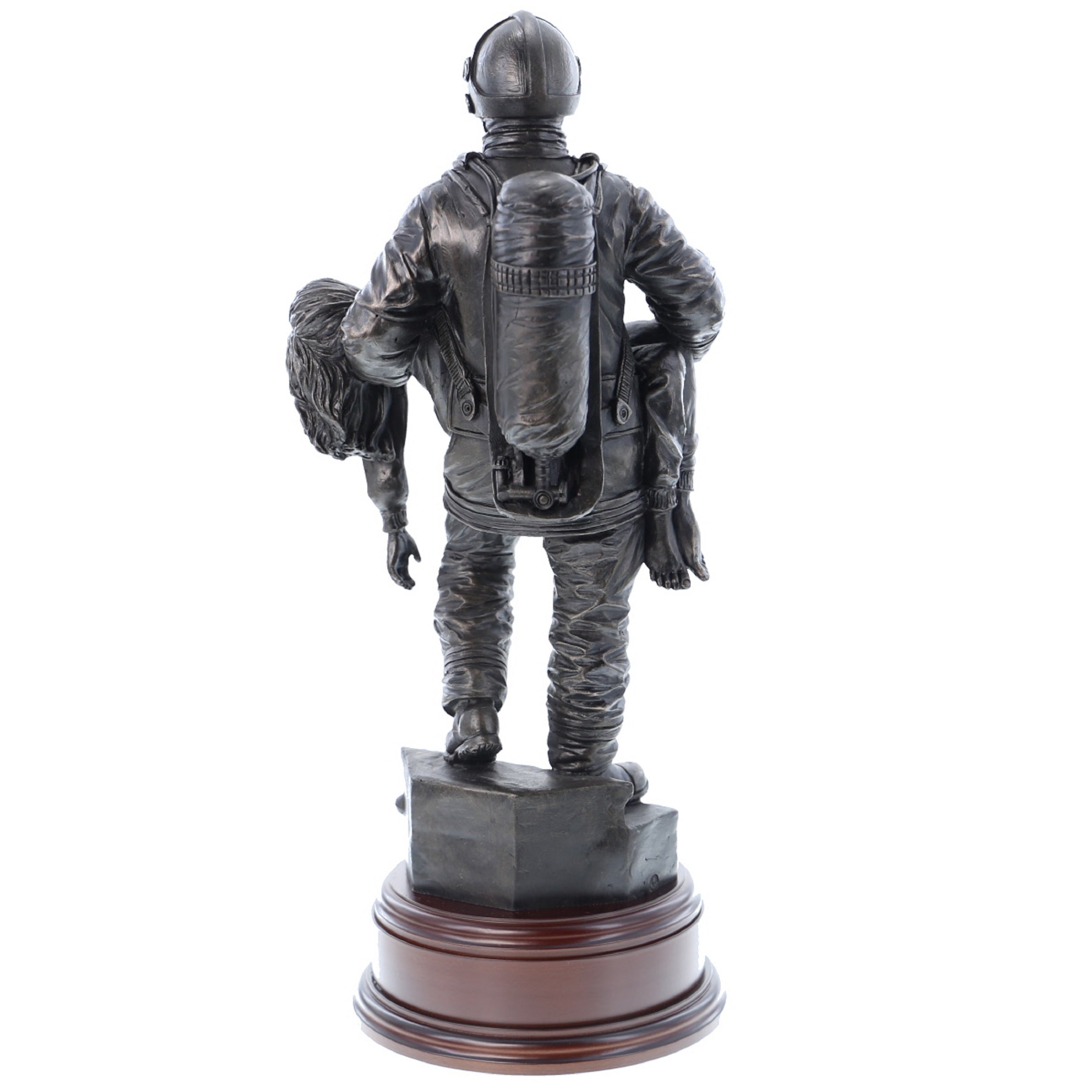 Modern British Firefighter with Girl - 11" Bronze AF1G