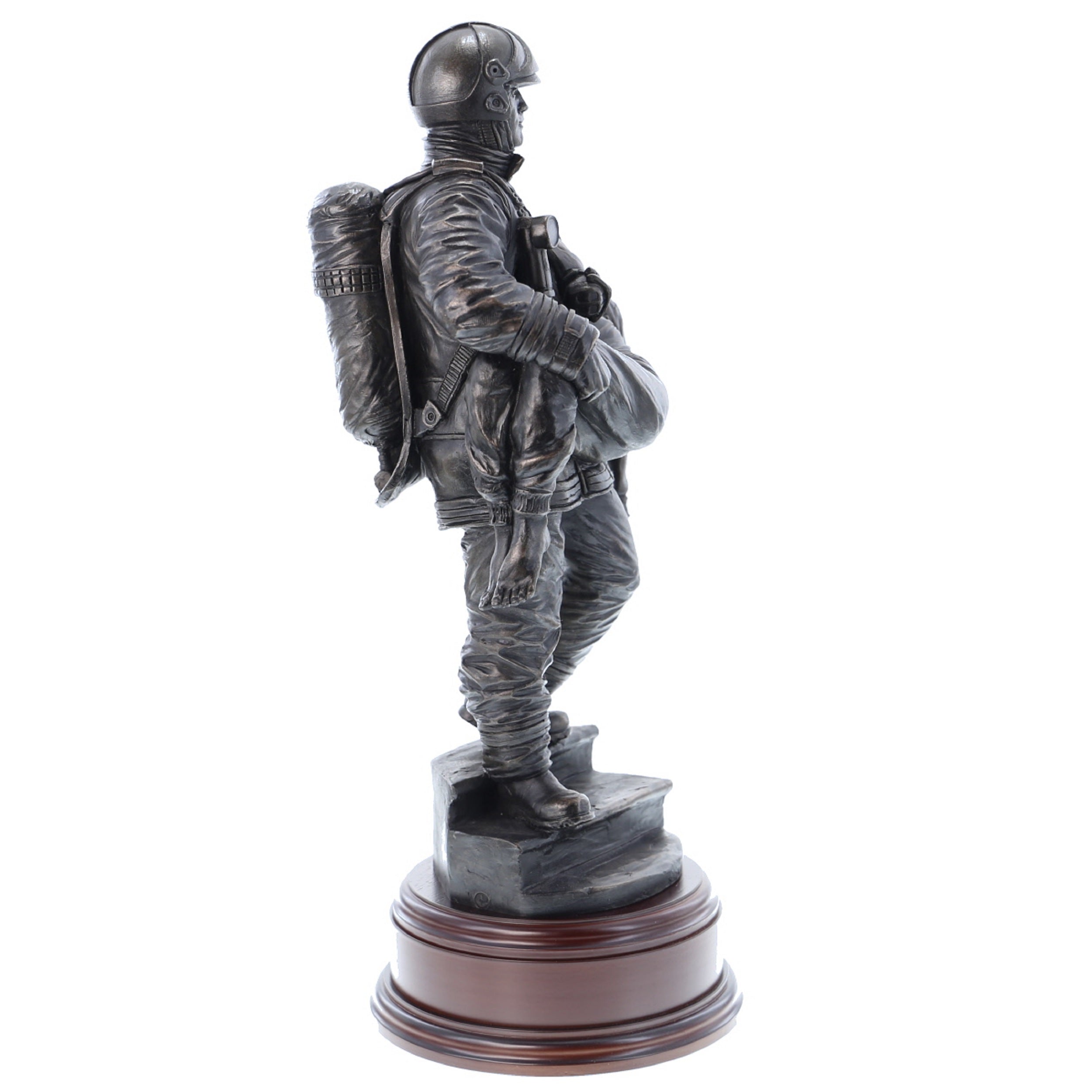 Modern British Firefighter with Girl - 11" Bronze AF1G