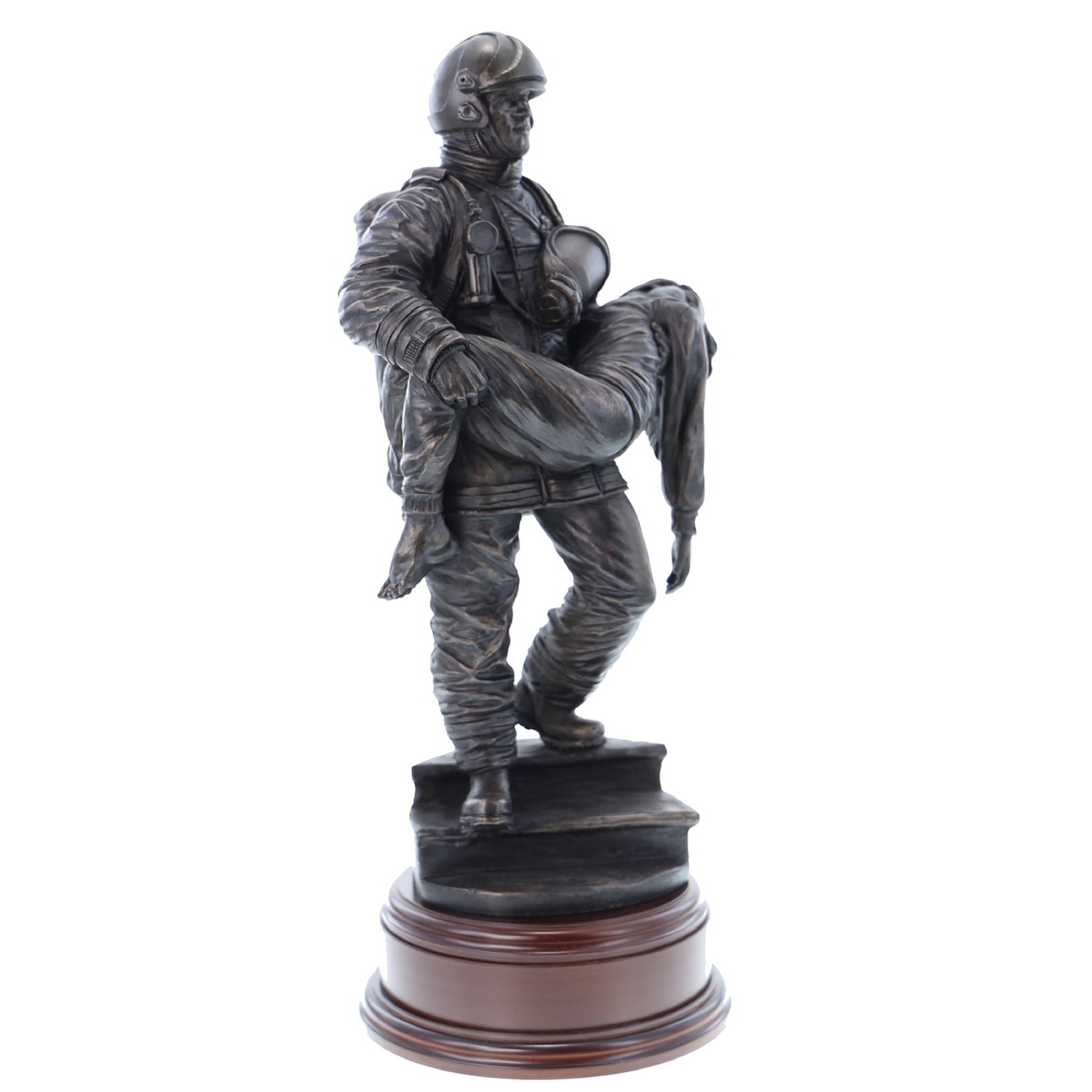 Modern British Firefighter with Girl - 11" Bronze AF1G
