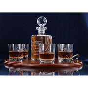 Brigade Engraved Panel Cut Whisky Decanter with 6 Tumblers Tray Set, Boxed - H20H