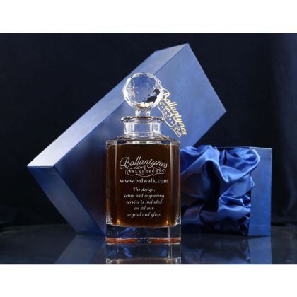 Brigade Engraved Plain Crystal Whisky Decanter, Boxed - H21A