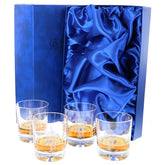'Saved' Set of 4 Crystal Plain Whisky Tumblers, Boxed - H21C