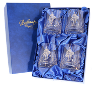 'Saved' Set of 4 Crystal Panel Cut Whisky Tumblers, Boxed - H20C