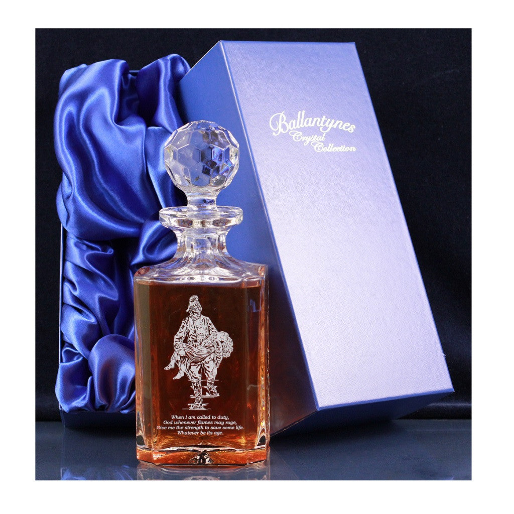 'Saved' Panel Cut Crystal Whisky Decanter, Boxed - H20A