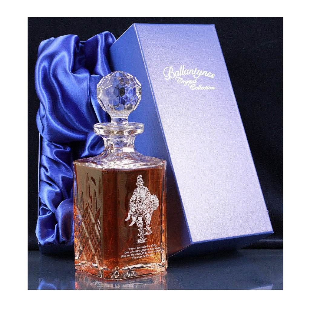 'Saved' Panel Cut Crystal Whisky Decanter, Boxed - H20A