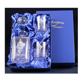 'Saved' Panel Cut Crystal Whisky Decanter with 2 Tumblers Set, Boxed - H20D